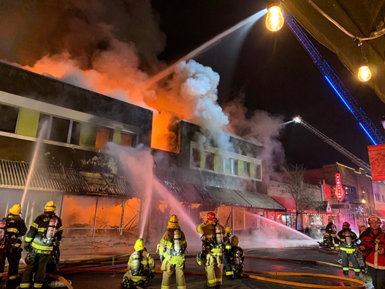 Firefighters putting out fire