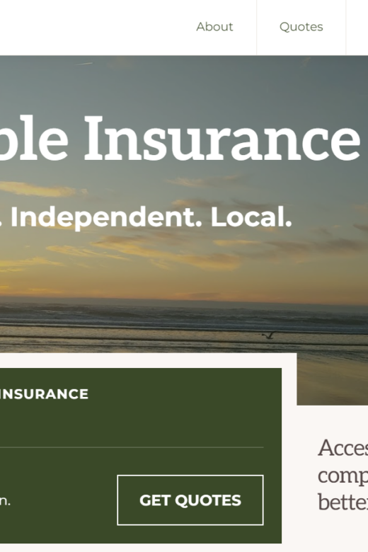 New Website Screenshot for Sensible Insurance PNW