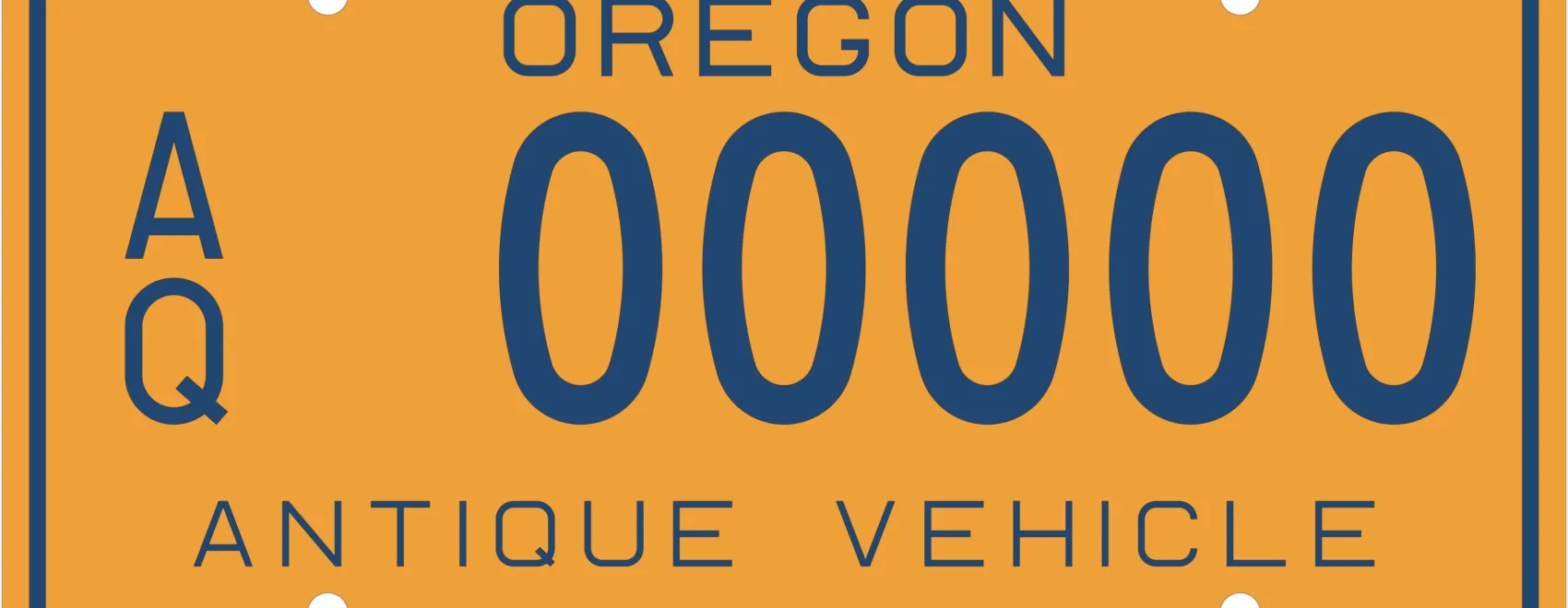 Blank Oregon Antique Car License Plate