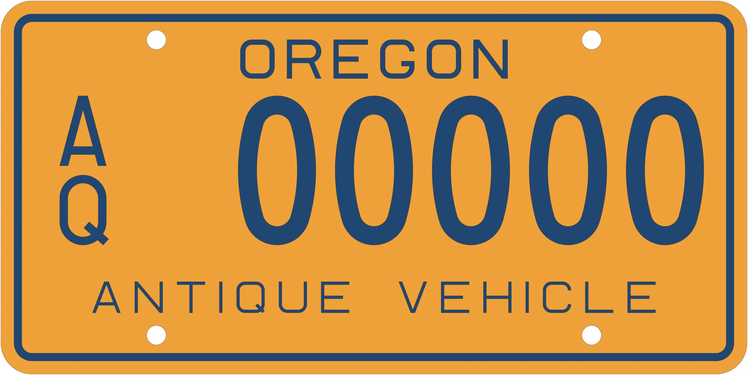 Blank Oregon Antique Car License Plate