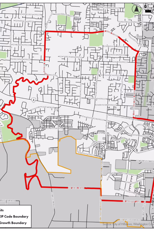 Zip Code Map for Hillsboro