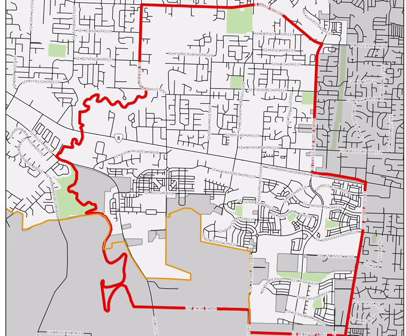 Zip Code Map for Hillsboro